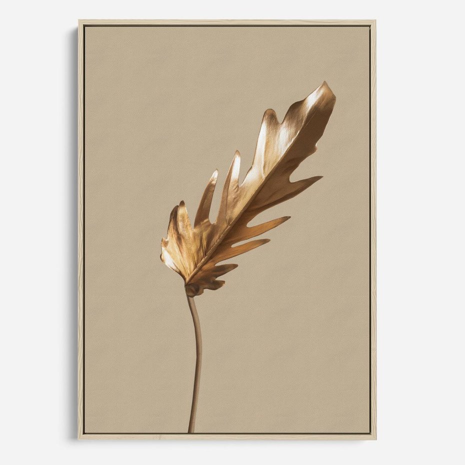 Obraz w ramie 50x70 - Piękno w Detalu - złoty, liść - rama drewno