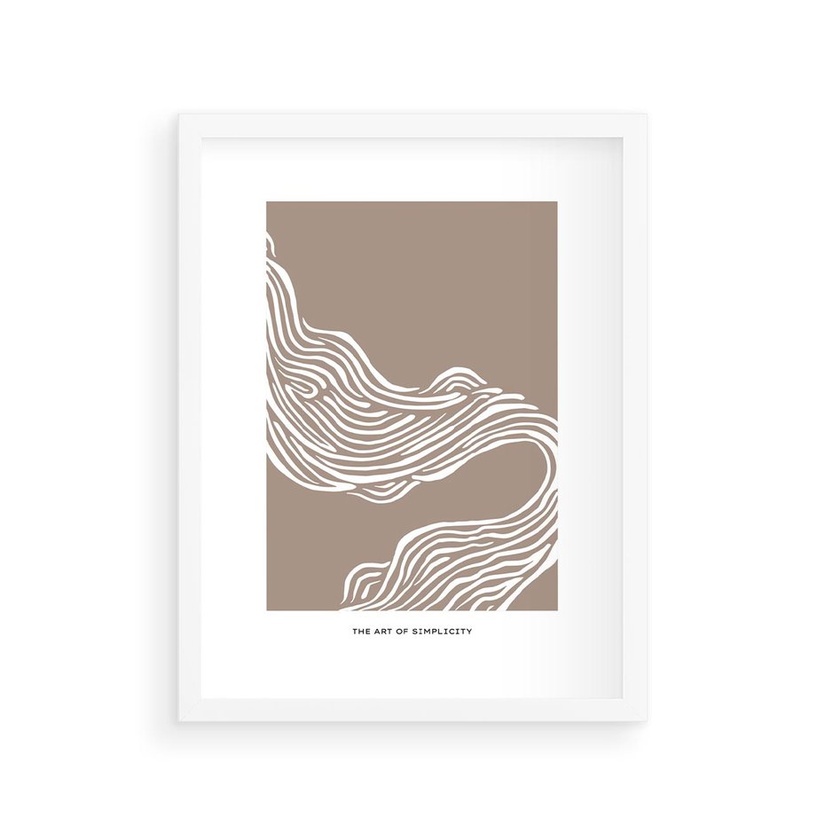 Plakat w ramie 30x40 - Harmonijne Granice - sztuka minimalizmu, biała rycina - rama biała