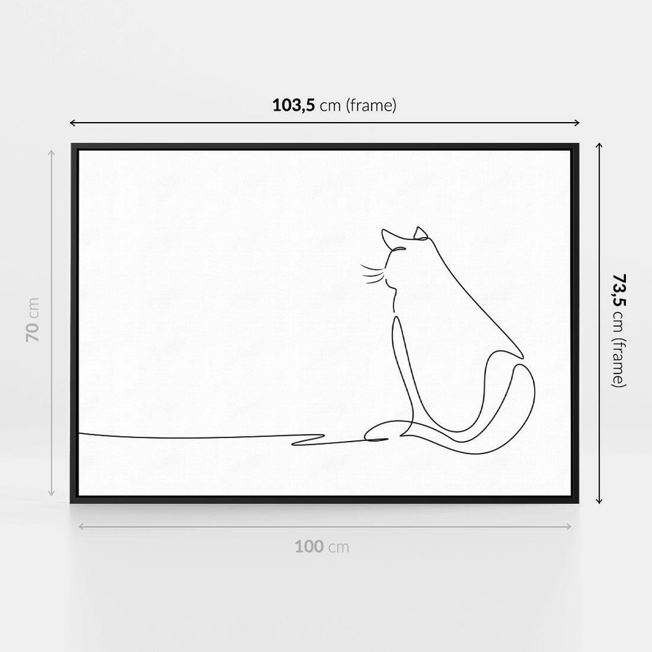 Obraz w ramie 100x70 - Koci Szkic - szkic, line art - rama czarna