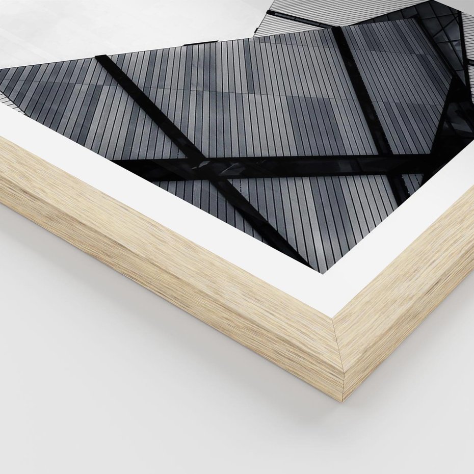 Plakat w ramie 50x70 - Nowoczesna Metropolia - architektura, proste linie - rama drewno