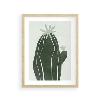 Plakat w ramie 30x40 - Zieleń Inspirującego Życia - zielony plakat, minimalizm - rama drewno