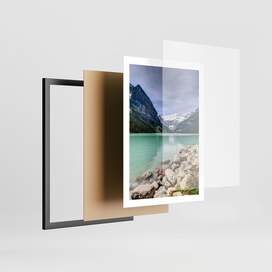 Plakat w ramie 50x70 - Górskie jezioro - spokój i piękno - jezioro, górskie - rama czarna