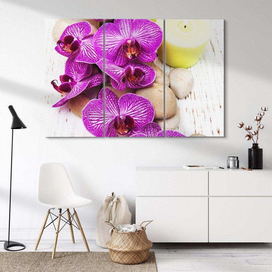 Obraz na płótnie 120x80 - Relaksujące spa w otoczeniu orchidei - spa, świece