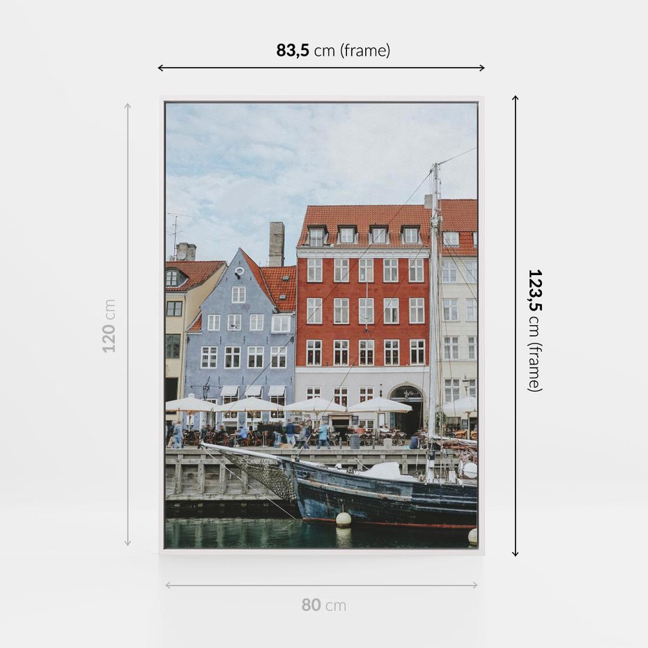 Obraz w ramie 80x120 - Miejska Dynamika - Dania, Kopehaga - rama biała