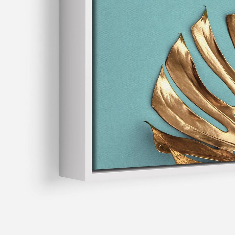 Obraz w ramie 80x80 - Piękno Natury - złote, liście - rama biała