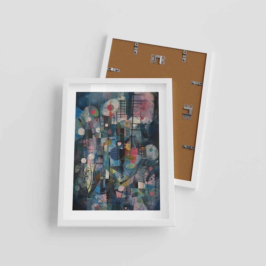 Plakat w ramie 30x40 - Rozbijając Granice Kreatywności - abstrakcyjny obraz, sztuka abstrakcji - rama biała