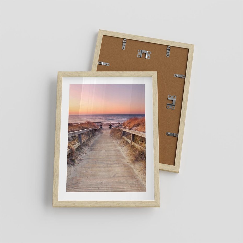 Plakat w ramie 30x40 - Spacer Wśród Przyboju - dróżka, morze - rama drewno