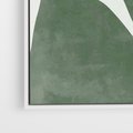 Obraz w ramie 80x120 - Oaza Harmonii - abstrakcyjny kształt, zielony plakat - rama biała
