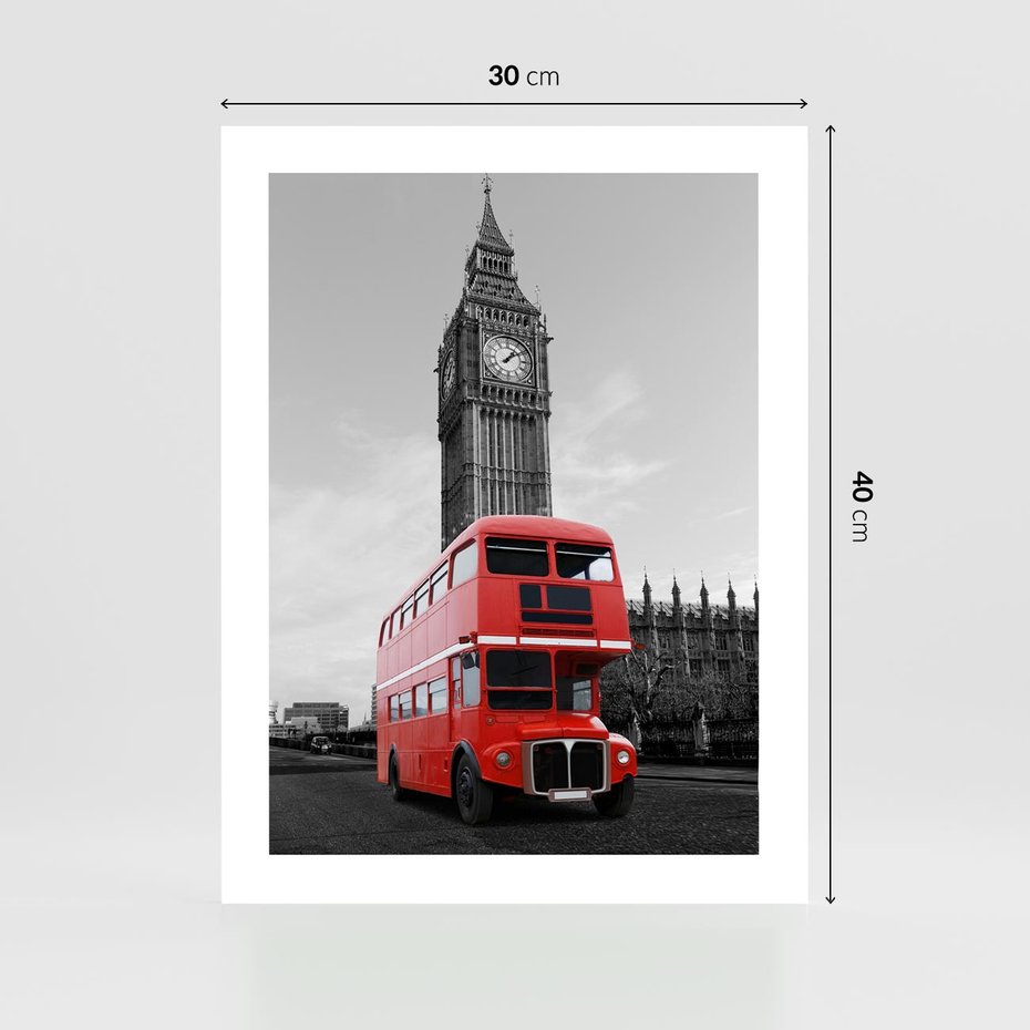 Plakat bez ramy 30x40 - Autobusy w tętniącym życiem Londynie - Londyn, autobus