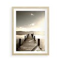 Plakat w ramie 50x70 - Mglisty poranek na pomostcie - pomost, mgła - rama drewno