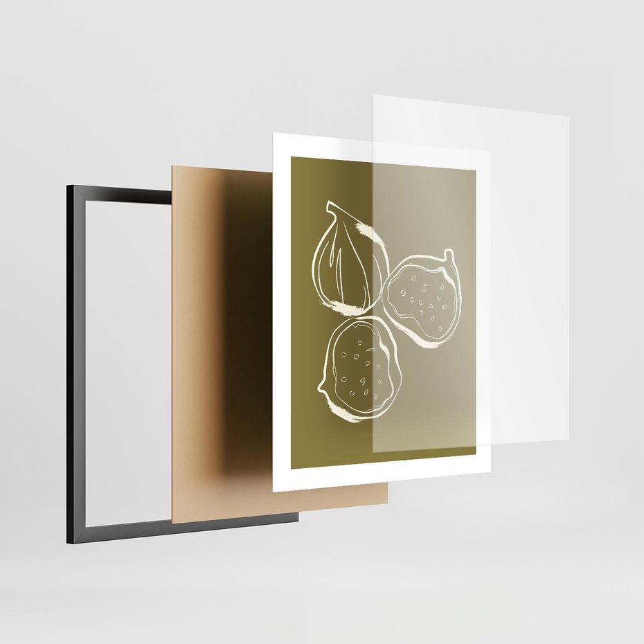 Plakat w ramie 40x50 - Podróżne Barwy - figi, minimalistyczny styl - rama czarna