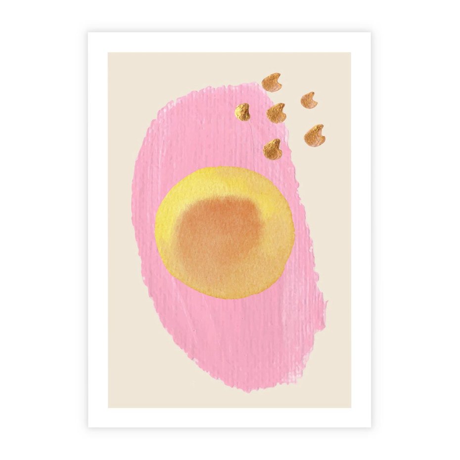 Plakat bez ramy 40x50 - Migotliwe Dziwne Ścieżki - abstrakcyjna różowa plama, akwarela