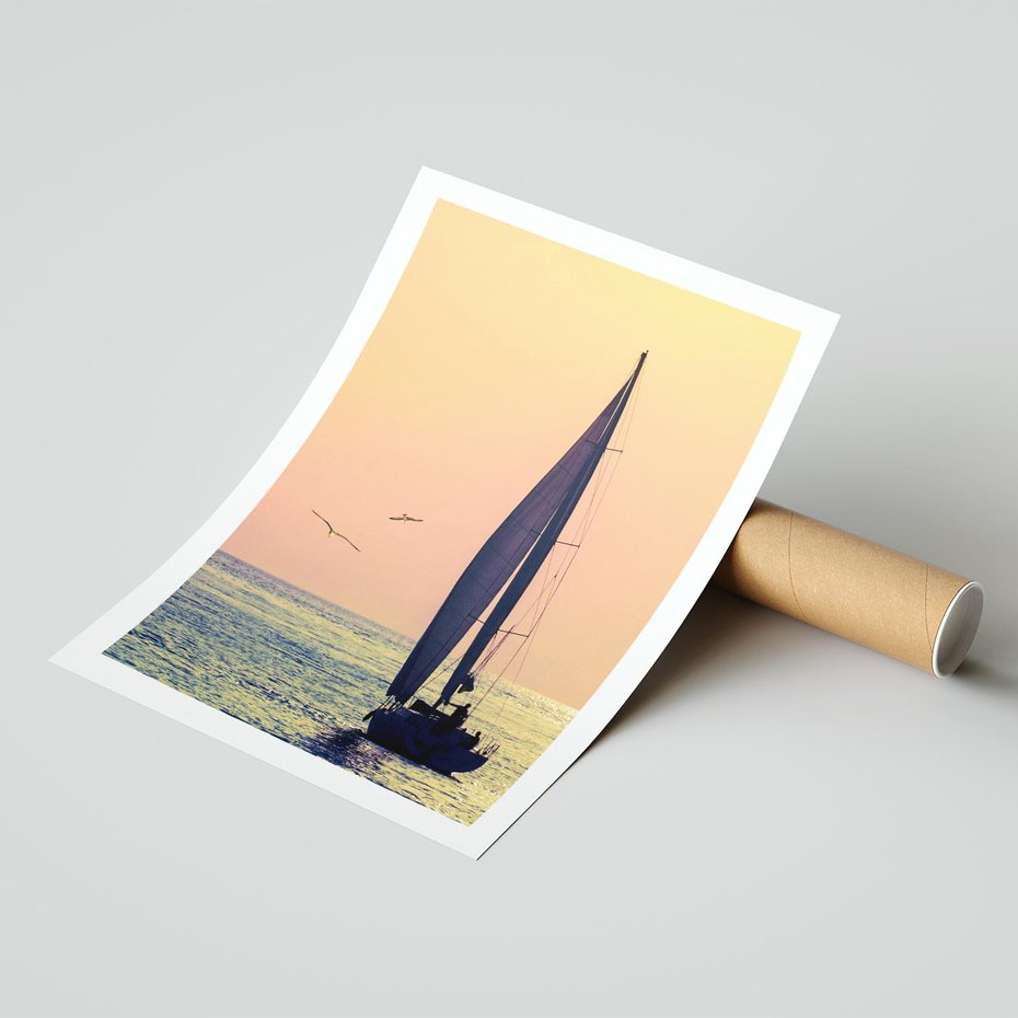 Plakat bez ramy 40x50 - Żaglówka na Horyzoncie - żaglówka, jacht
