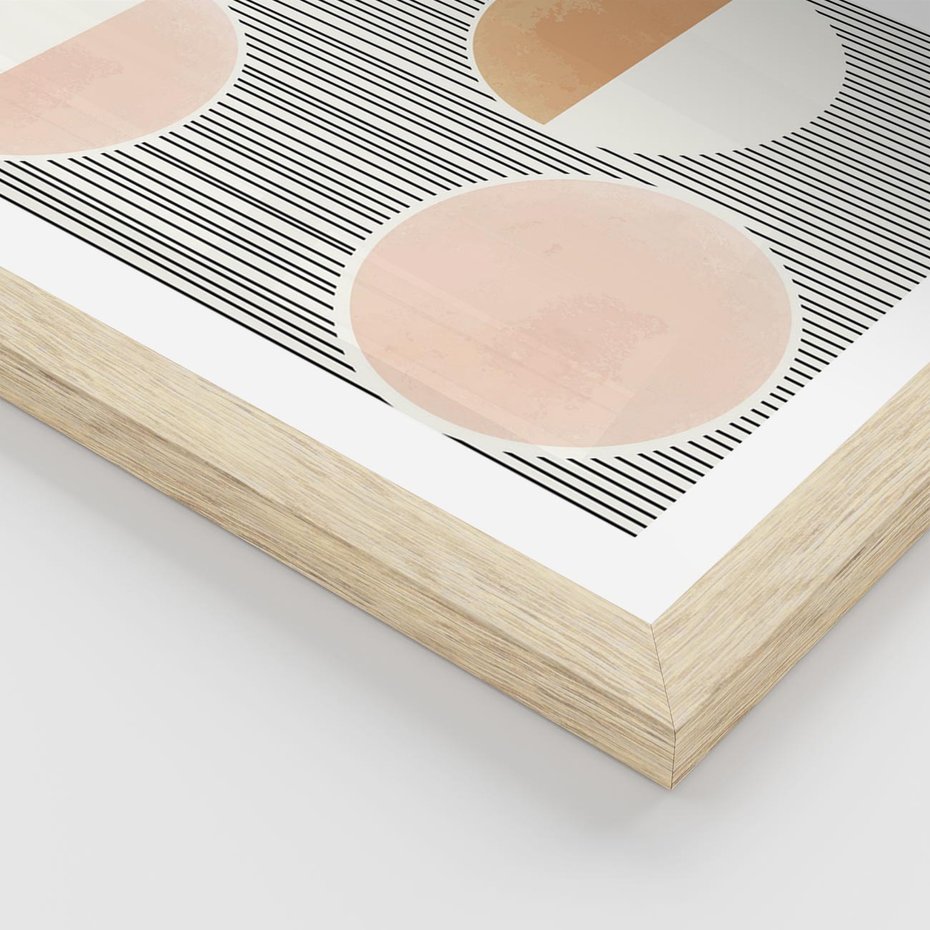 Plakat w ramie 30x40 - Przenikające Kształty - abstrkacyjna nowoczesna sztuka, koła okręgi - rama drewno