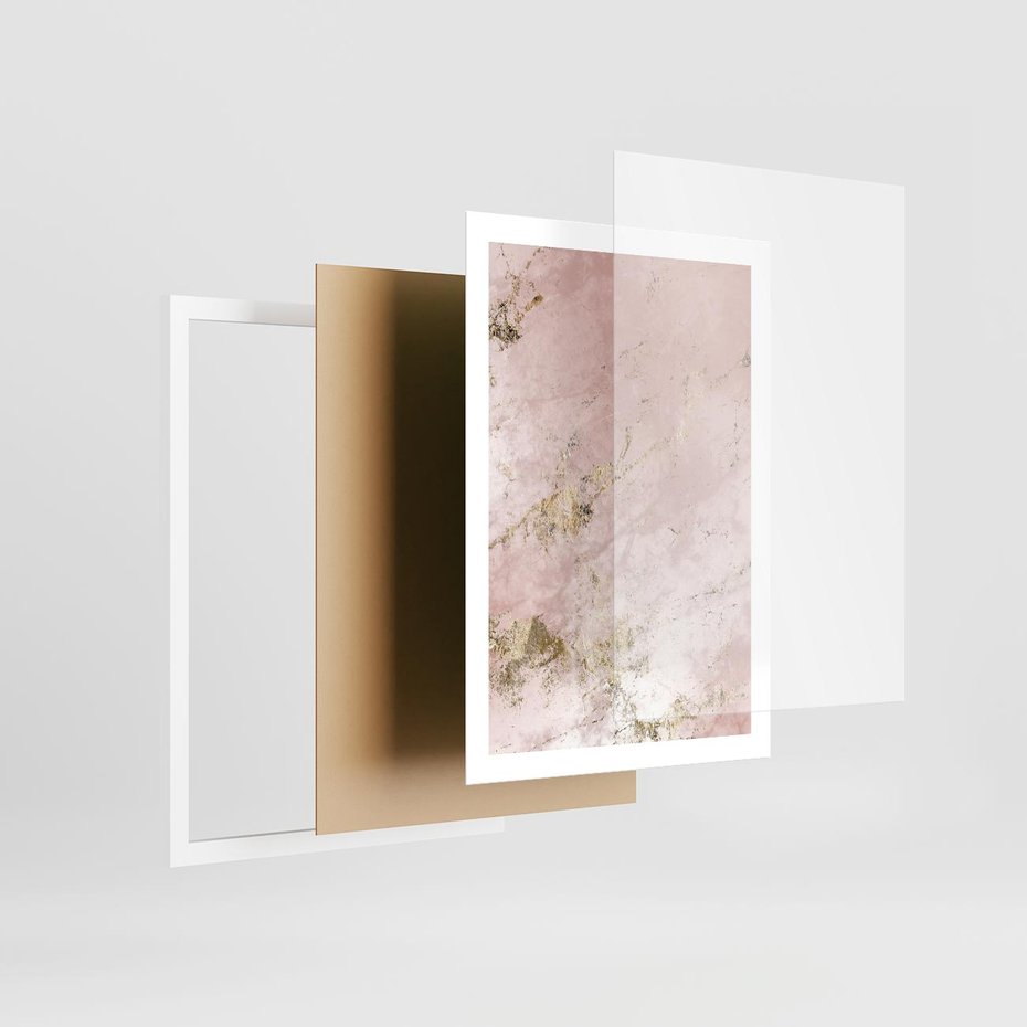 Plakat w ramie 50x70 - Piękno w Szczegółach - marmur, złoto - rama biała