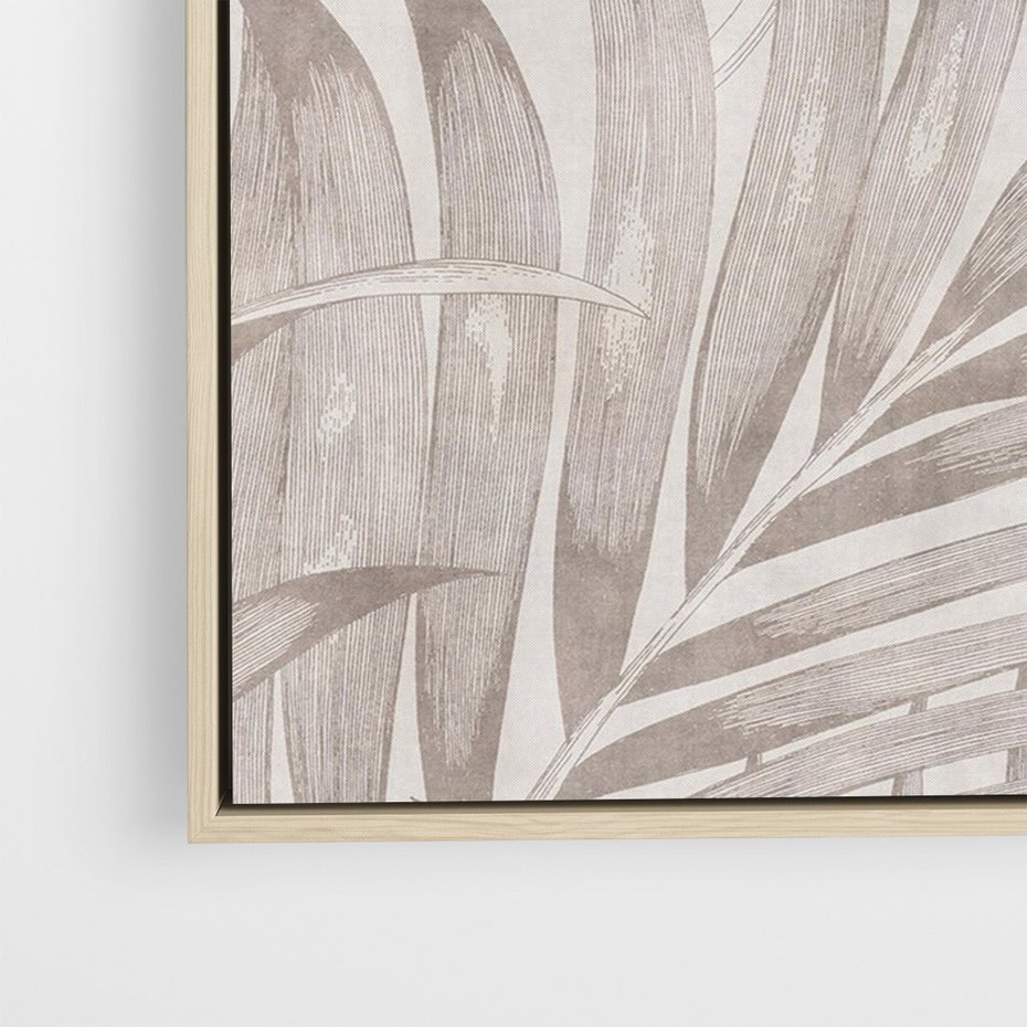 Obraz w ramie 80x120 - Odsłonięte liściowe wspomnienia - monochromatyczne, kolory sepii - rama drewno