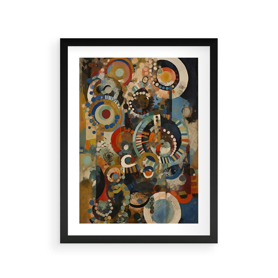 Plakat w ramie 30x40 - Podróżne Wizje Aberracji - abstrakcyjny obraz, mnogość kolorów - rama czarna