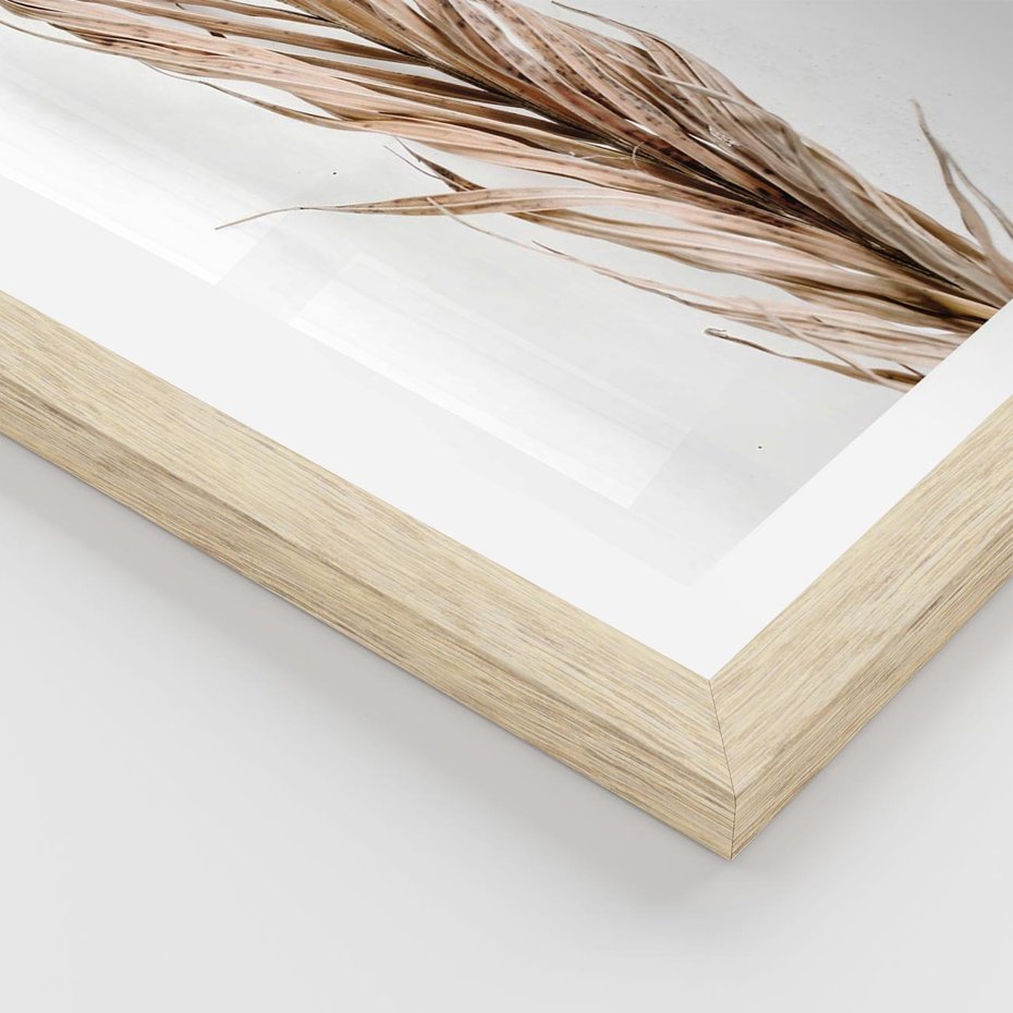 Plakat w ramie 50x70 - Minimalizm Palmowy: Sucha Uroda - sucha palma, minimalizm - rama drewno