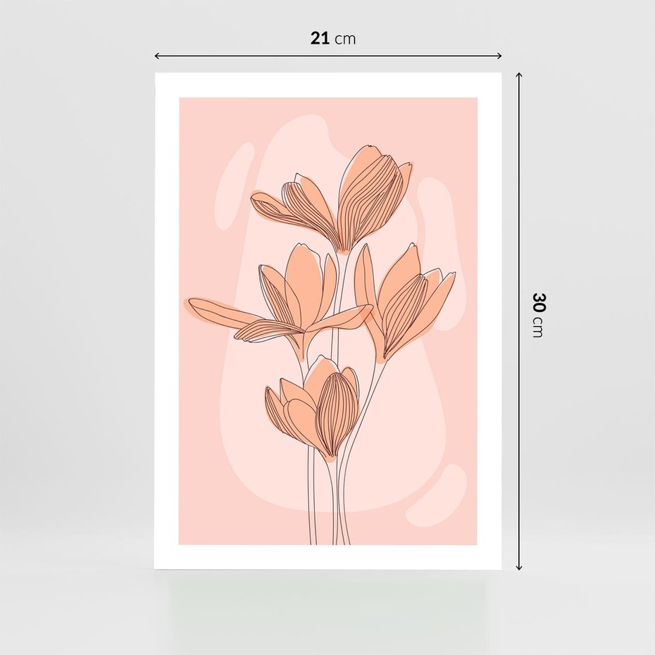 Plakat bez ramy 21x30 - Przenikające Kształty - minimalistyczny plakat, pudrowe kwiaty