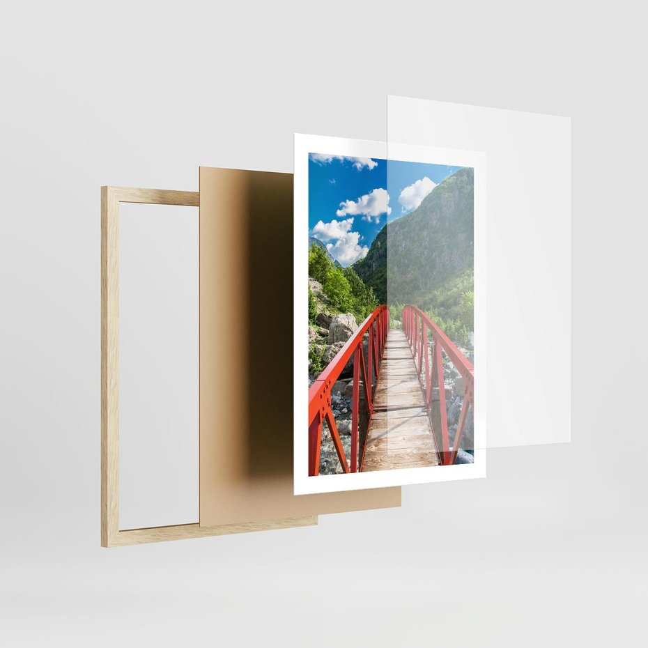 Plakat w ramie 50x70 - Most do przygody - góry, most - rama drewno