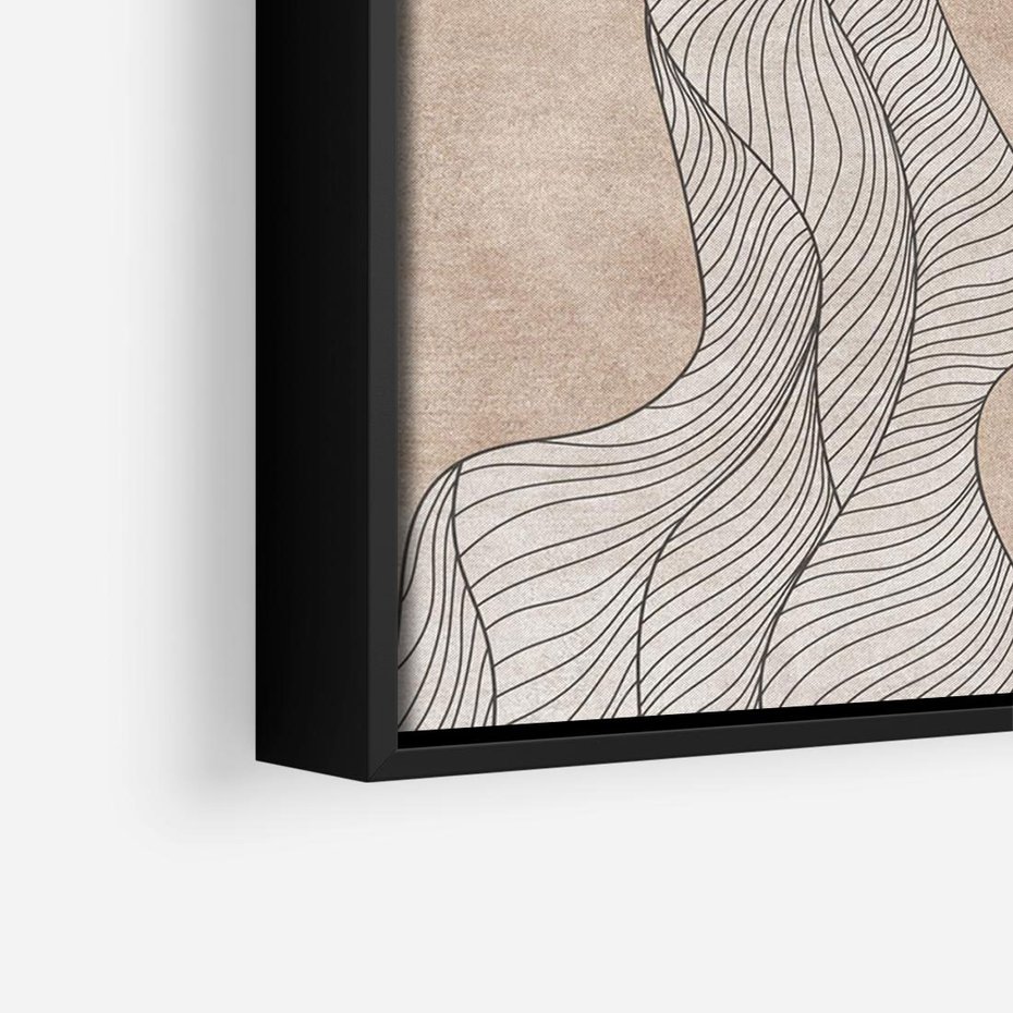 Obraz w ramie 100x70 - Symfonia uczuć i kształtów - delikatna kompozycja, falujące linie - rama czarna