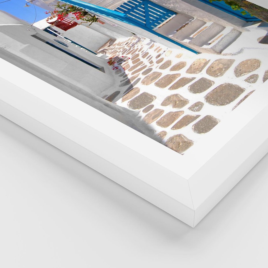 Plakat w ramie 30x40 - Santorini: urok Grecji - Santorini, Grecja - rama biała