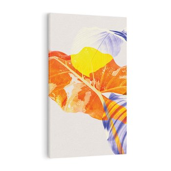 Obraz na płótnie 80x120 - Energetyczne Indygo - retro, tropikalne liście