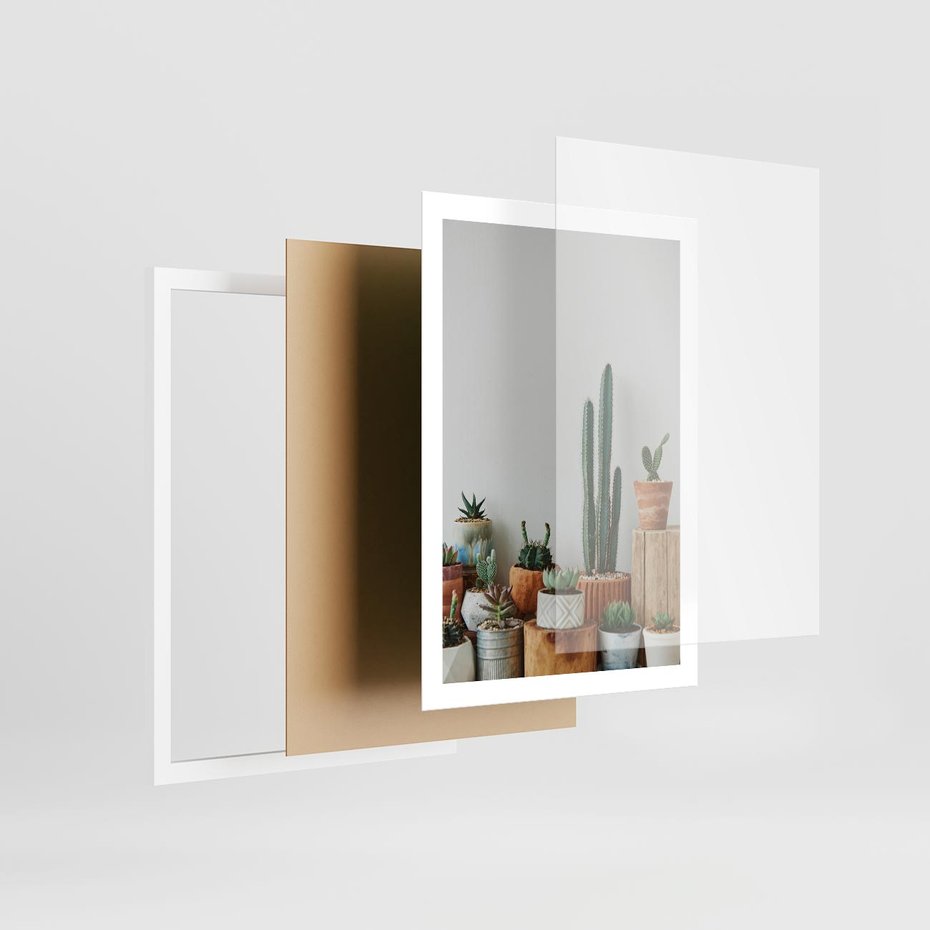 Plakat w ramie 50x70 - Naturalna Harmonia - kaktusy, liście - rama biała