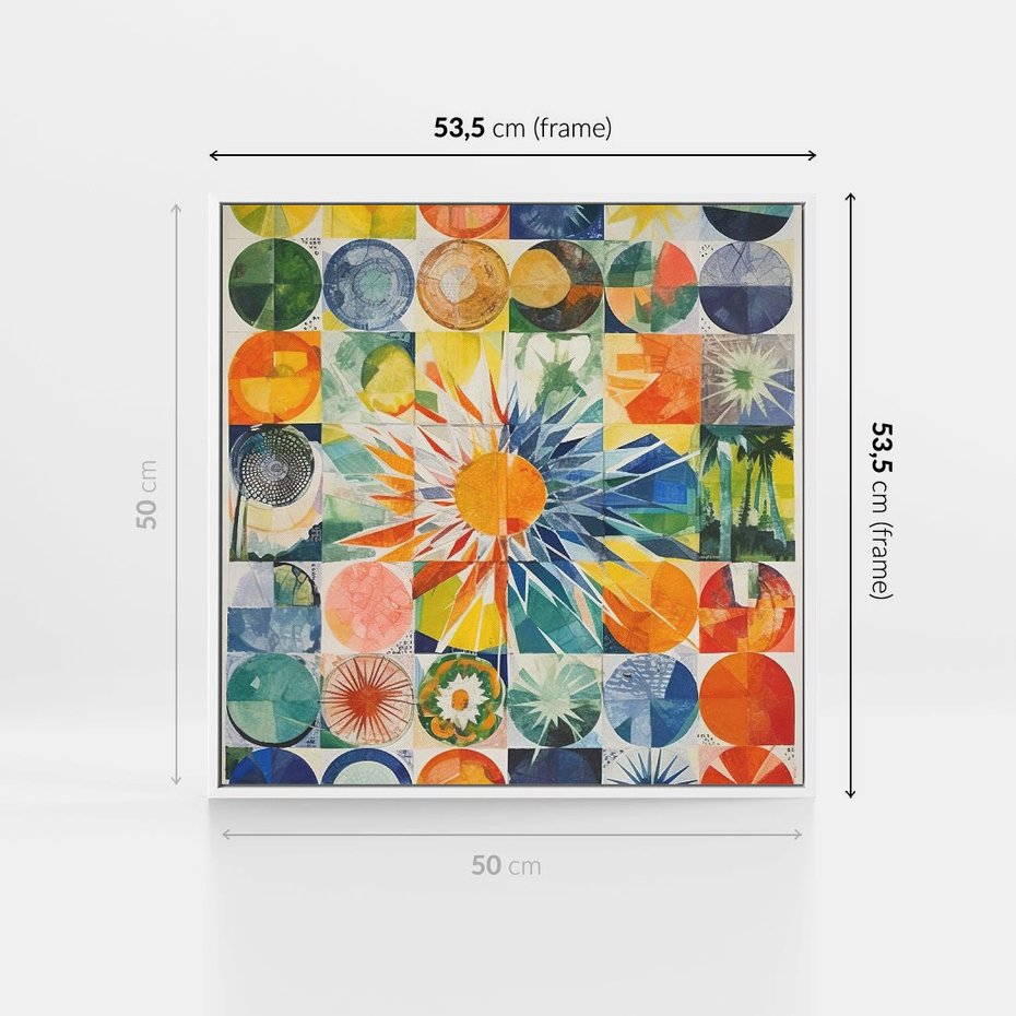 Obraz w ramie 50x50 - Rozkwitające Wzory Abstrakcji - abstrakcyjny obraz, mnogość kolorów - rama biała