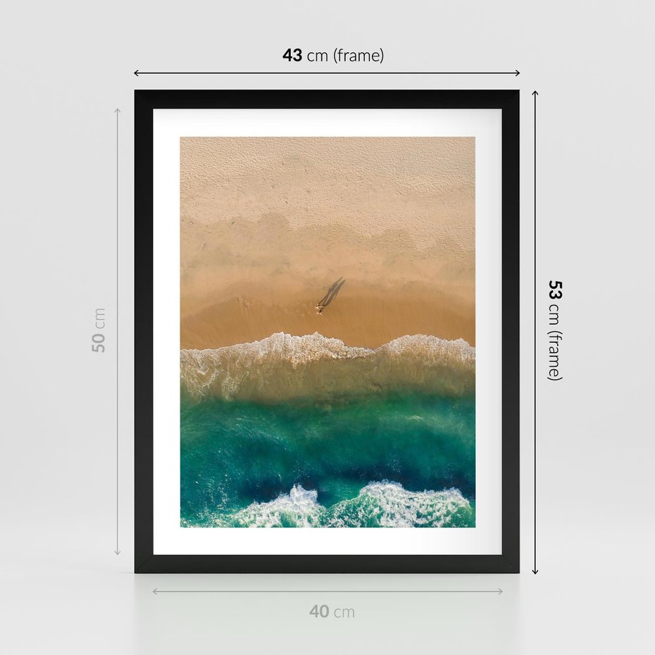 Plakat w ramie 40x50 - Nadbrzeżna Harmonia - plaża, morze - rama czarna