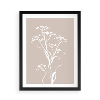 Plakat w ramie 50x70 - Harmonijne Mini Boho - minimalistyczny delikatny obraz, beżowe odcienie - rama czarna