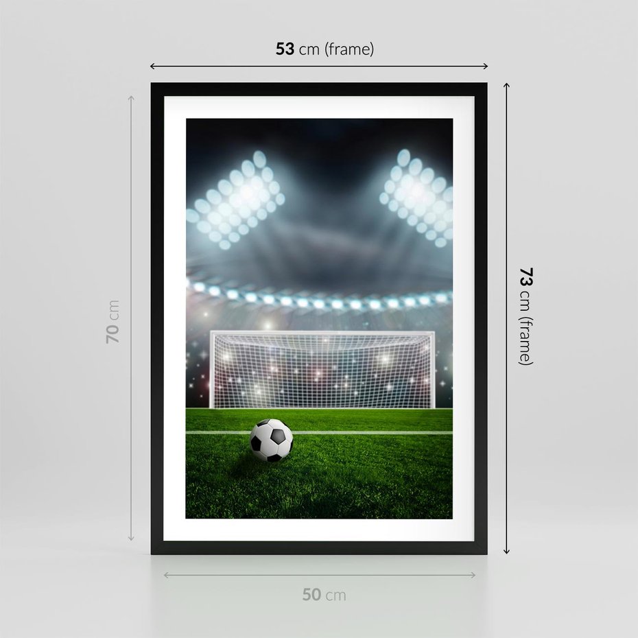 Plakat w ramie 50x70 - Strzał do bramki - piłka, nożna - rama czarna