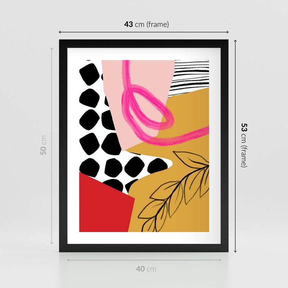 Plakat w ramie 40x50 - Księga Form i Plam - abstrakcyjna kompozycja, różne tekstury - rama czarna