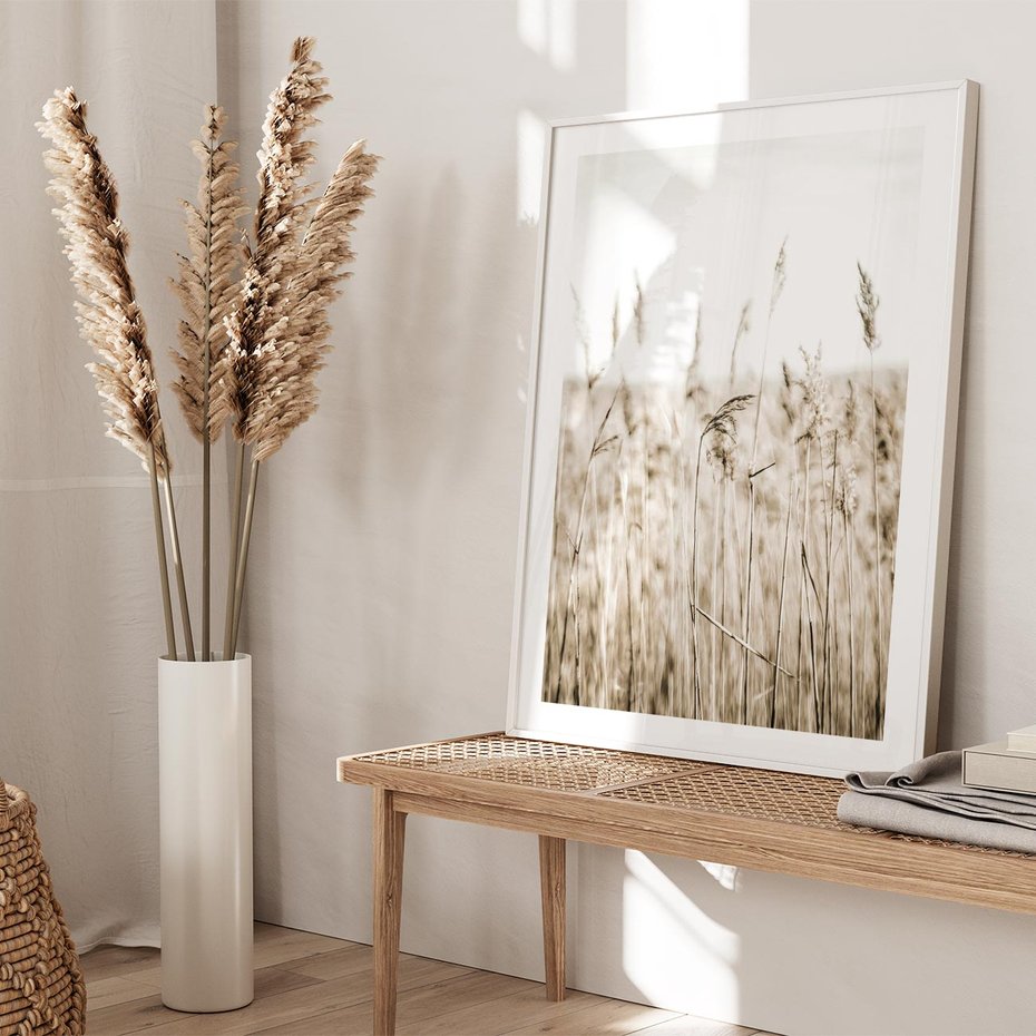 Plakat bez ramy 50x70 - Nostalgiczny Pejzaż - suche trawy, pole