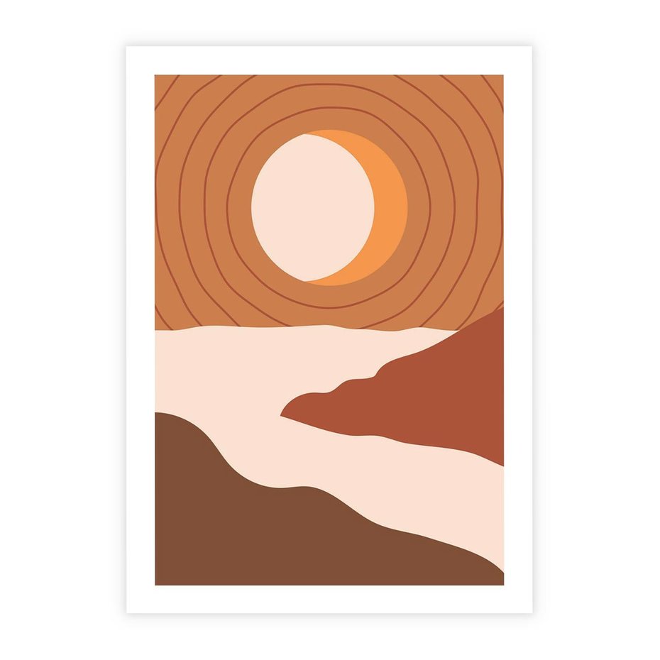 Plakat bez ramy 40x50 - Sztuka Zachodu Słońca: Nowoczesna Sceneria - plakat, nowoczesna grafika