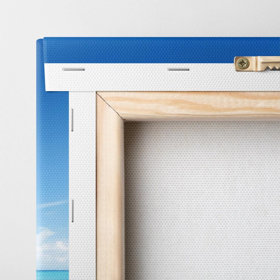 Obraz na płótnie 120x80 - Sielska plaża z łodzią na morzu - plaża, morze