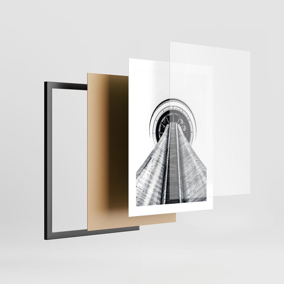 Plakat w ramie 30x40 - Perspektywa Wieży - architektura, wieża - rama czarna