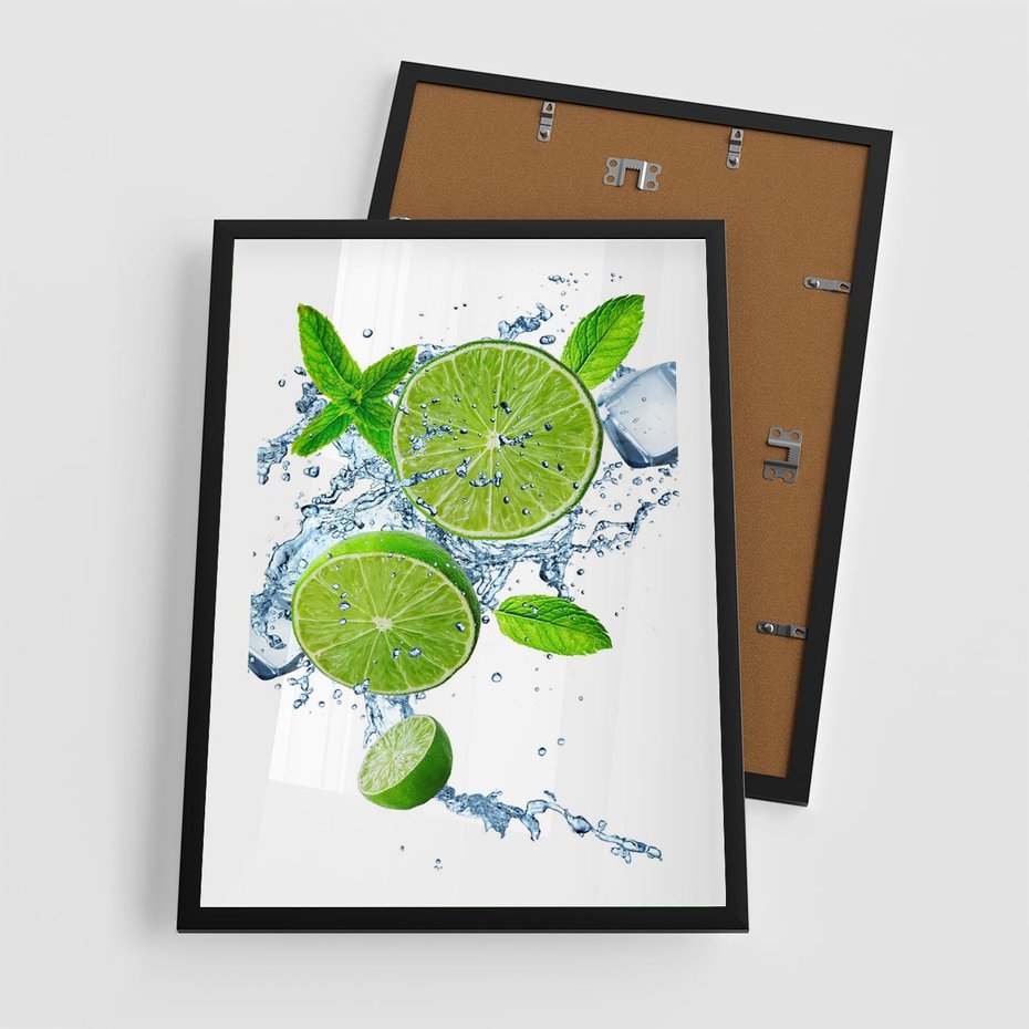 Plakat w ramie 50x70 - Świeżość i Witalność - limonka, owoce - rama czarna