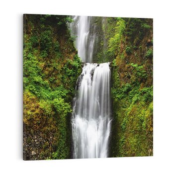 Obraz na płótnie 30x30 - Siła i Urok Natury - wodospad, las