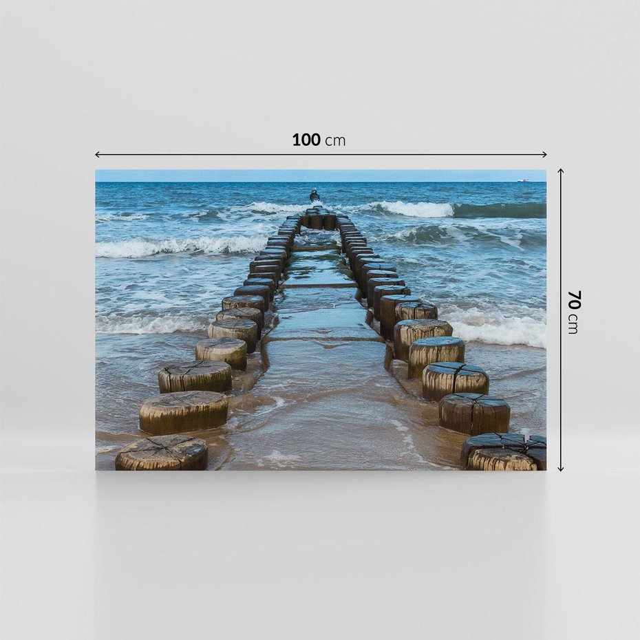 Obraz na płótnie 100x70 - Falochron na brzegu morza - falochron, morze