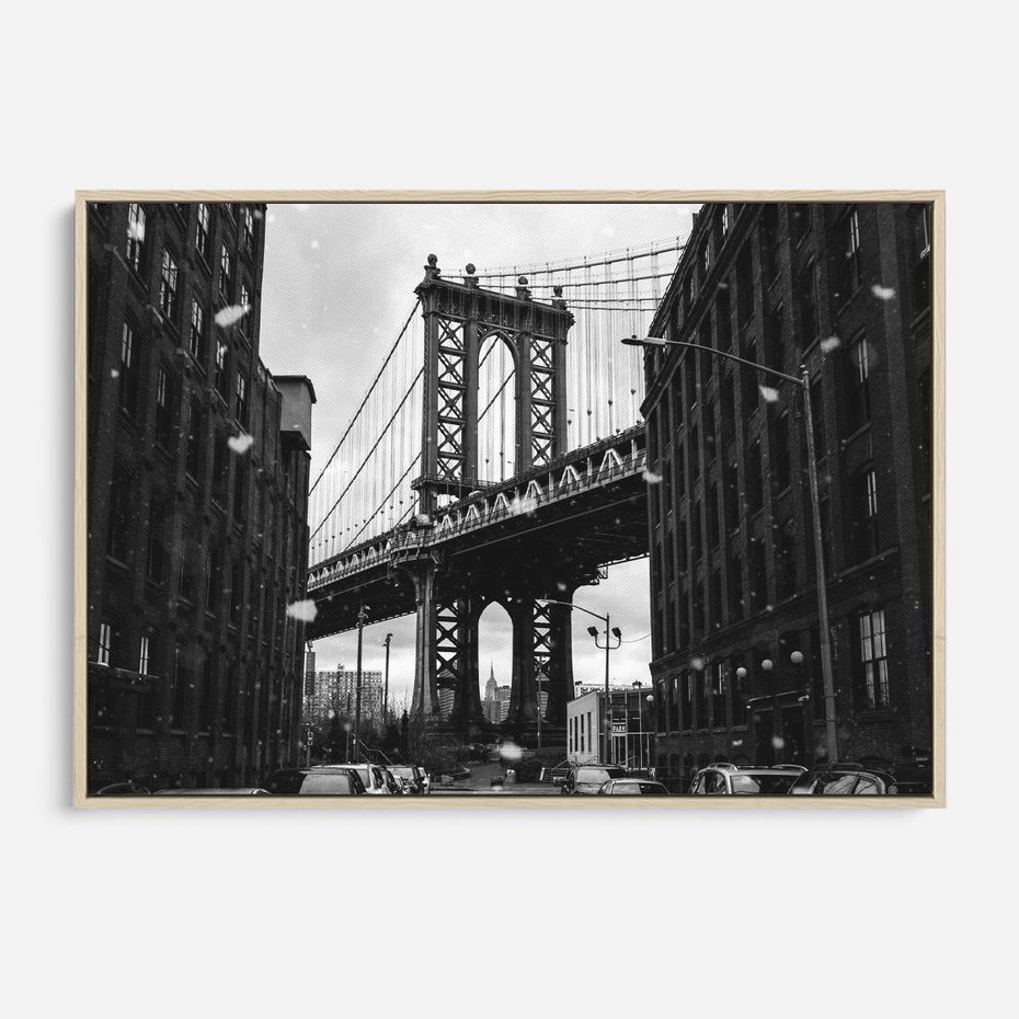 Obraz w ramie 120x80 - Ikona Miasta - Nowy Jork, most - rama drewno