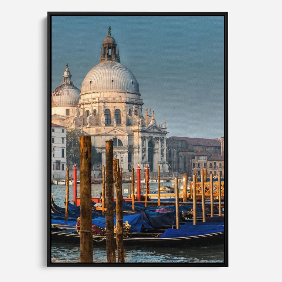 Obraz w ramie 70x100 - Urok Wenecji - fotografia, przystań w Wenecji - rama czarna