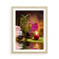 Plakat w ramie 50x70 - Światło Świecących Kwiatów w Spa - spa, świaca - rama drewno
