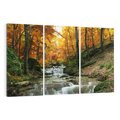 Obraz na płótnie 120x80 - Urok lasu: drzewa i strumyk w harmonii - las, drzewa