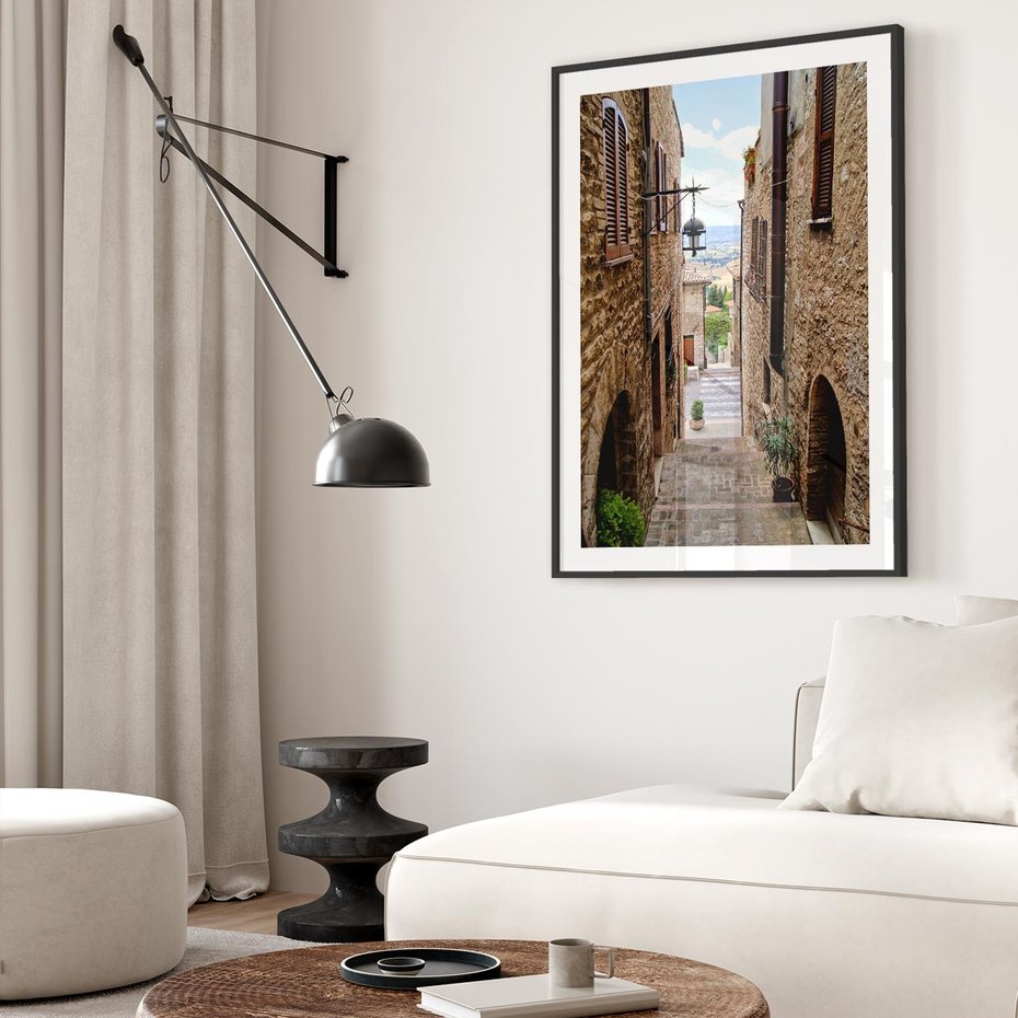 Plakat bez ramy 21x30 - Perspektywa malowniczej uliczki - uliczka, perspektywa