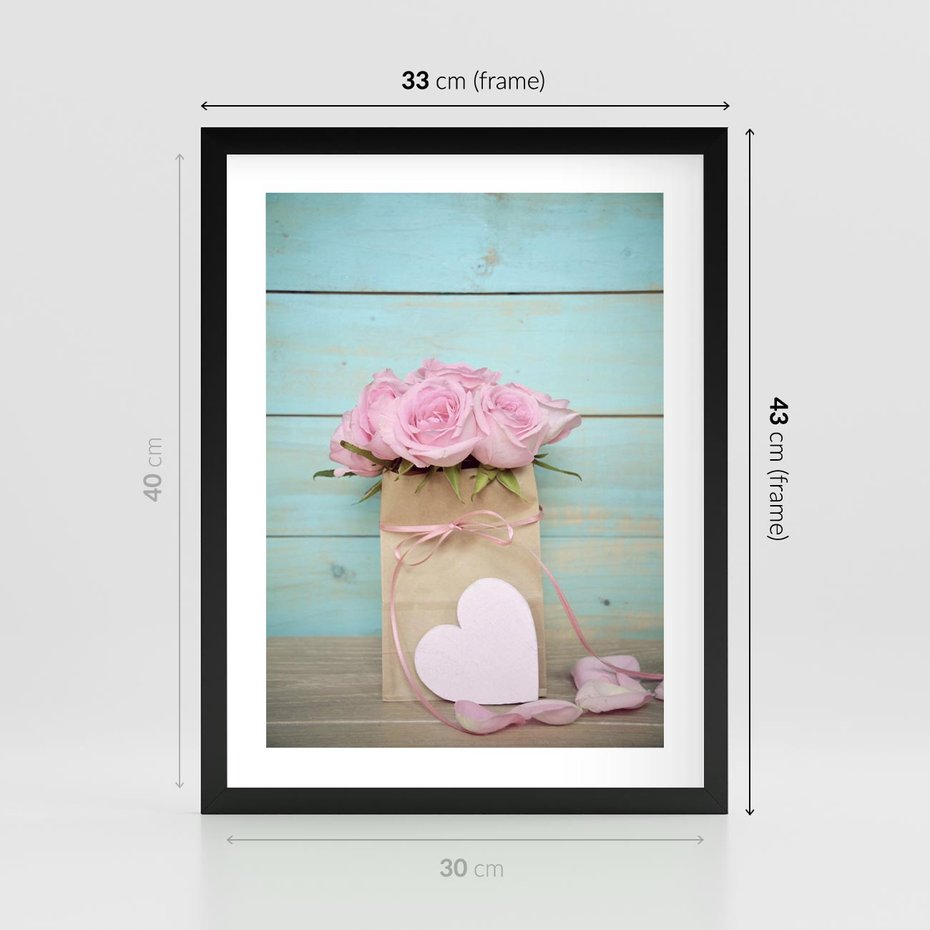 Plakat w ramie 30x40 - Uczucie W Pełnym Rozkwicie - kwiaty, romantyczne - rama czarna