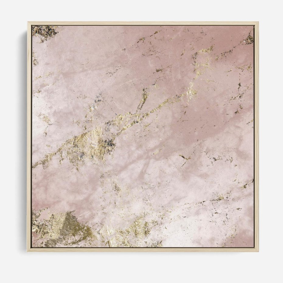 Obraz w ramie 50x50 - Piękno w Szczegółach - marmur, złoto - rama drewno