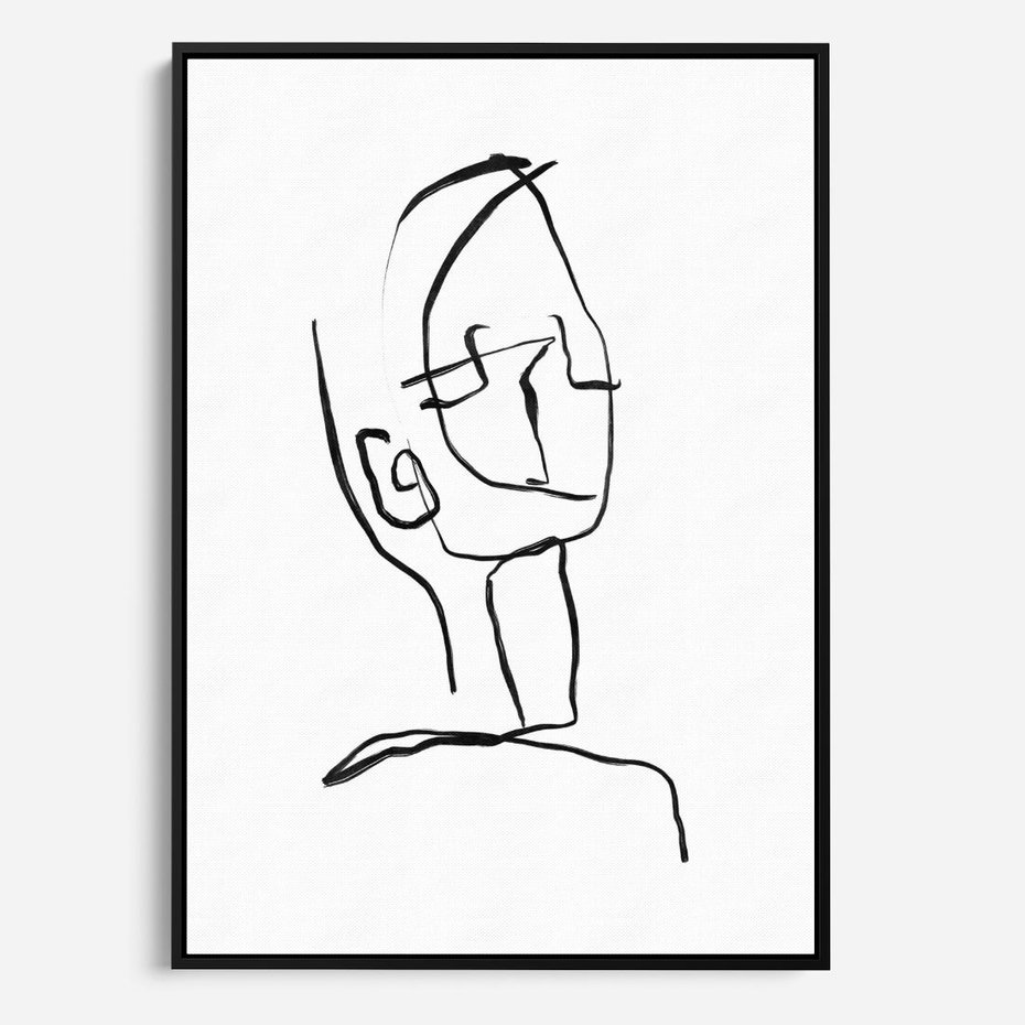 Obraz w ramie 50x70 - Migotliwe Widzenia - szkic twarzy, minimalistyczny niewyraźny - rama czarna