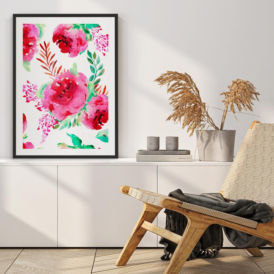 Plakat bez ramy 21x30 - Delikatna Akwarela - kwiaty, akwarela