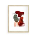 Plakat w ramie 30x40 - Boho Przenikanie - abstrakcyjna sztuka, boho kształty - rama drewno